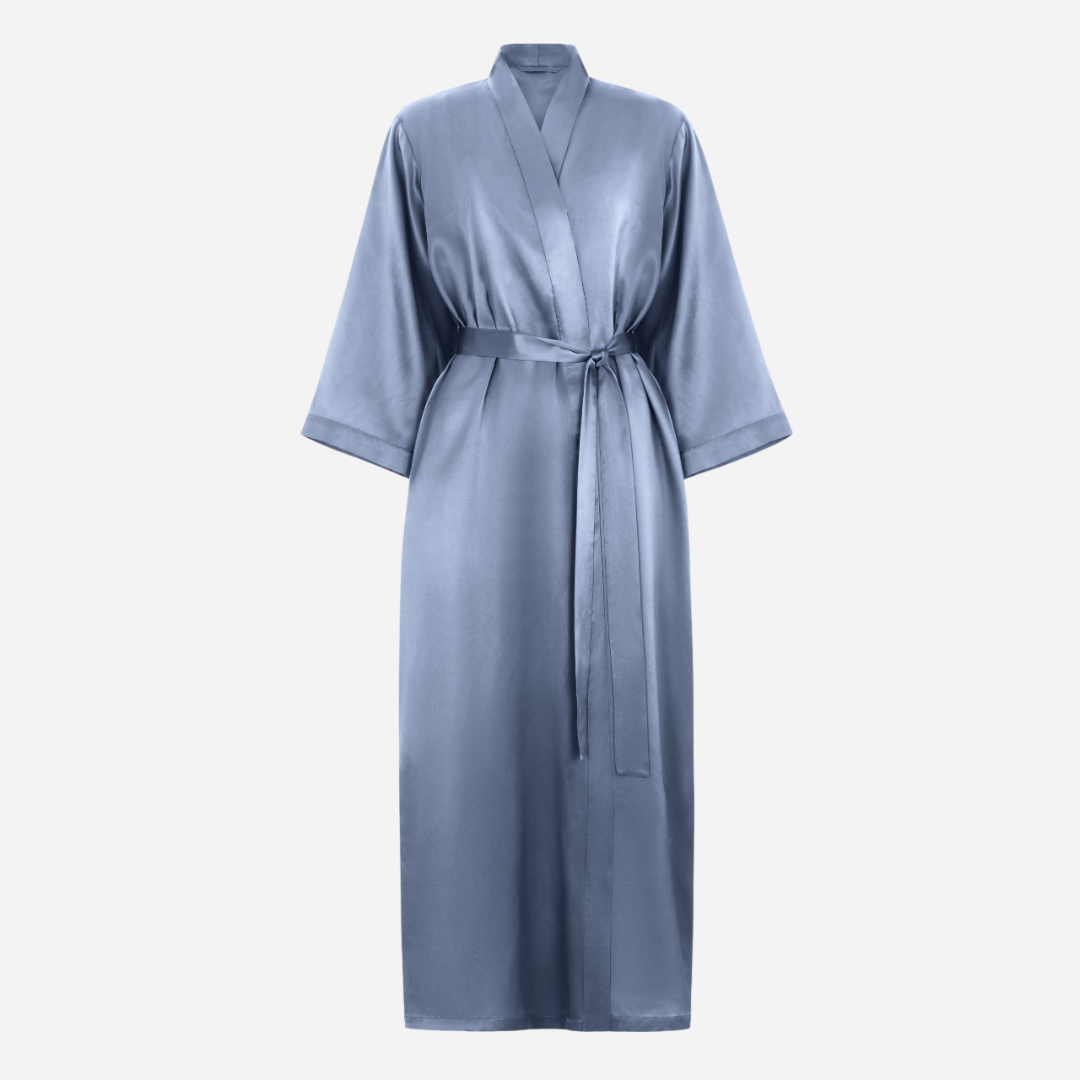 Silk Kimono Robe long - MOLODO blue