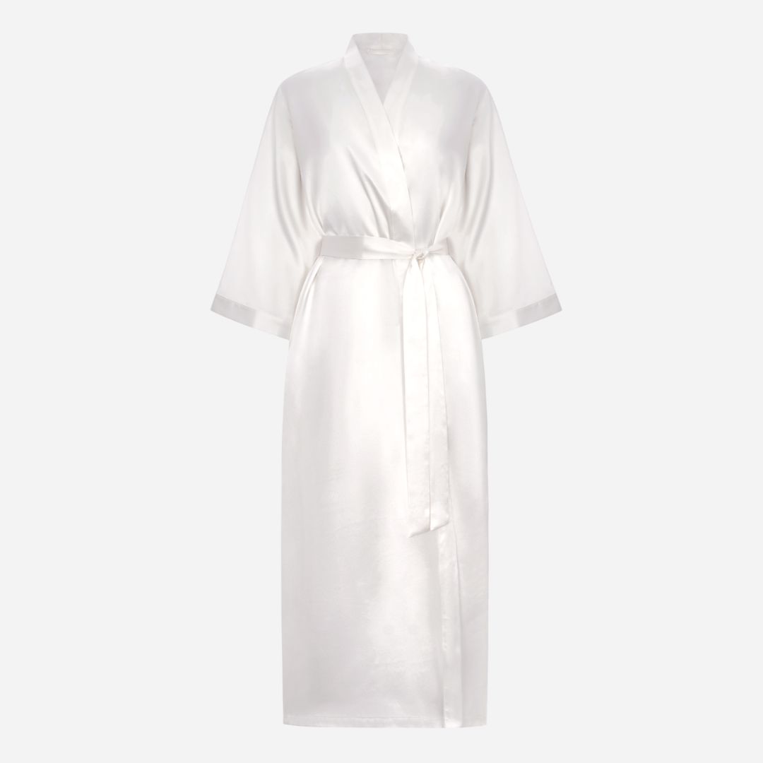 Silk Kimono Robe long - off white